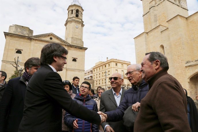 El presidente de la Generalitat, Carles Puigdemont, en un acto este sábado