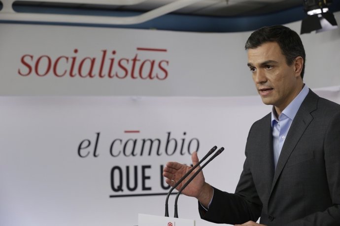 Pedro Sánchez tras una reunión de trabajo en Ferraz