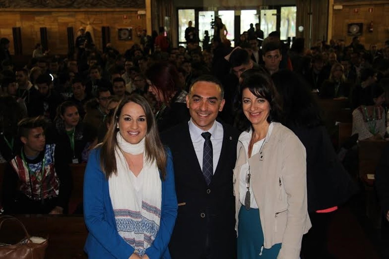 Ruiz (izda.), Zamorano y Pérez en la inauguración de 'Andalucía Skills'