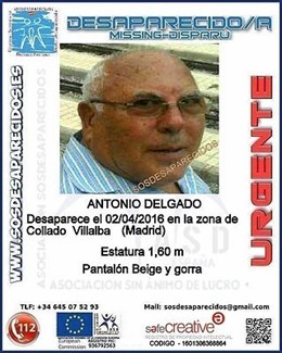 Ficha de desaparición de Antonio Delgado