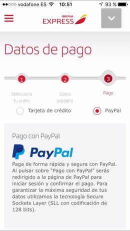 Iberia Express incorpora PayPal como método de pago