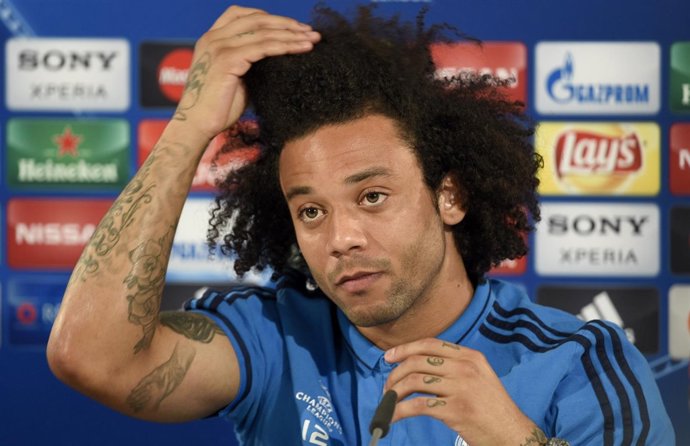 Marcelo, jugador del Real Madrid, en rueda de prensa de Champions
