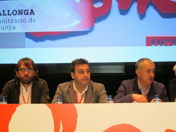 Camil Ros, Josep Maria Álvarez y Matías Carnero (UGT) 