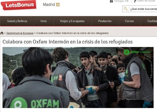 Campaña solidaria por los refugiados LetsBonus y Oxfam Intermon