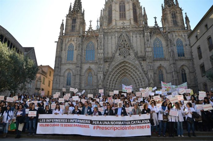 Manifestación de enfermeras en Barcelona