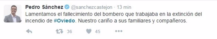 Tuit de Pedro Sánchez