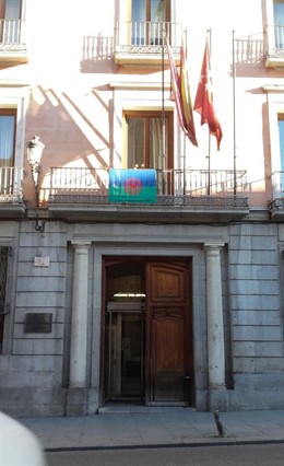 Bandera del pueblo gitano en la Junta Municipal del distrito Centro