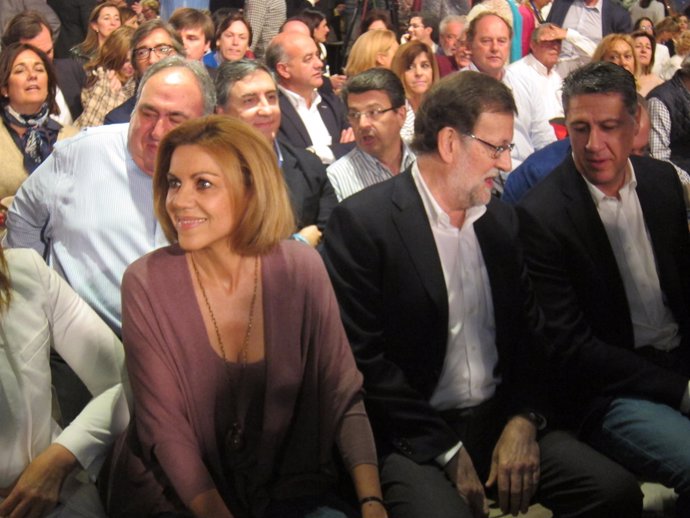 Dolores de Cospedal, Mariano Rajoy, Xavier García Albiol (PP)