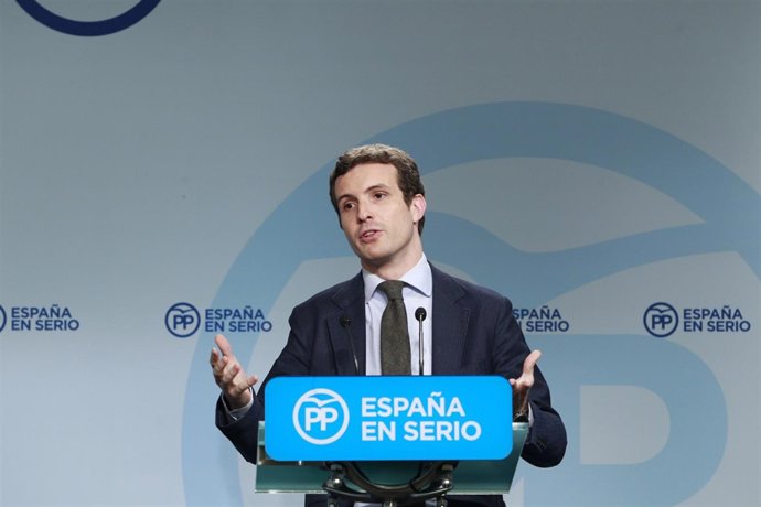 Pablo Casado en rueda de prensa
