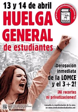 Cartel de la huelga de estudiantes del 14 y 15 de abril