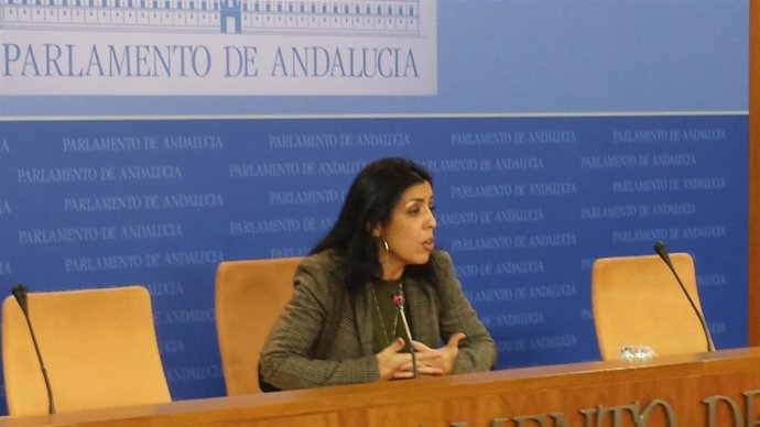 La diputada de Ciudadanos Marta Bosquet en rueda de prensa en el Parlamento