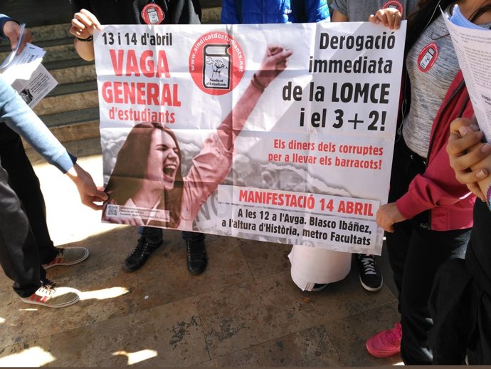 Huelga manifestación Sindicato de Estudiantes Valencia 13/04/2016