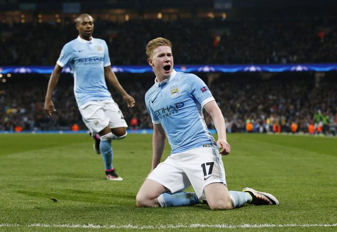 Kevin De Bruyne celebra el pase del Manchester City a semifinales de Champions