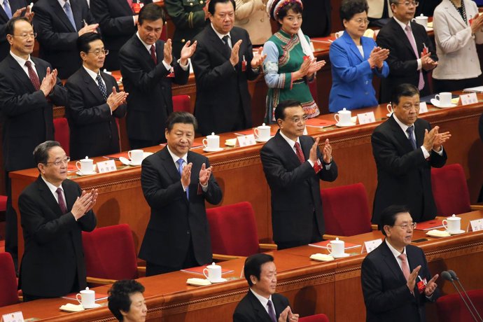 El presidente de China y el primer ministro, en una sesión del Parlamento chino