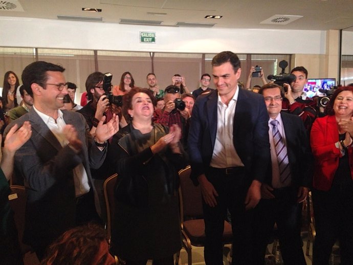 Pedro Sánchez, Francisco Cuenca y Teresa Jiménez