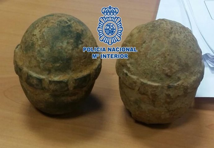 Granadas de mano halladas en Jaén