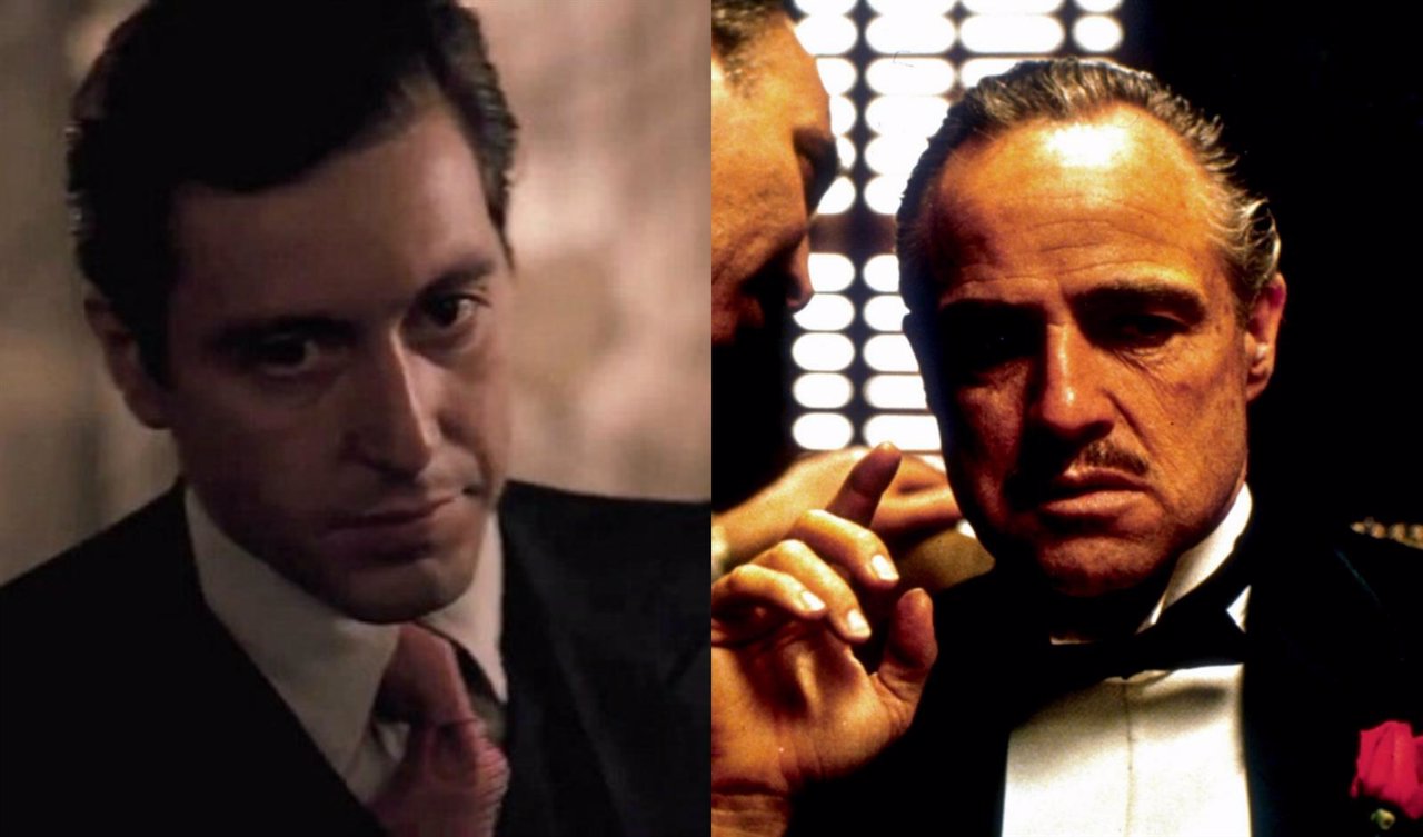 Collage con marlon Brando y Al Pacino en El Padrino