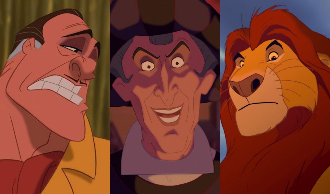 Collage con Clayton, Mufasa y Frolo de Disney