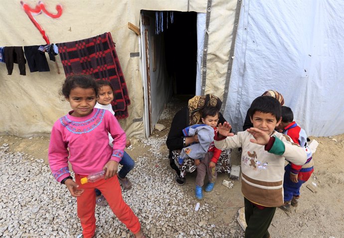 Niños sirios refugiados en el Valle del Bekaa, Líbano