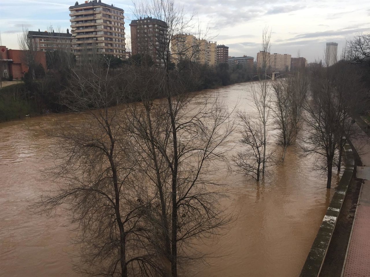 El río Pisuerga a su paso por Valladolid. Enero de 2016