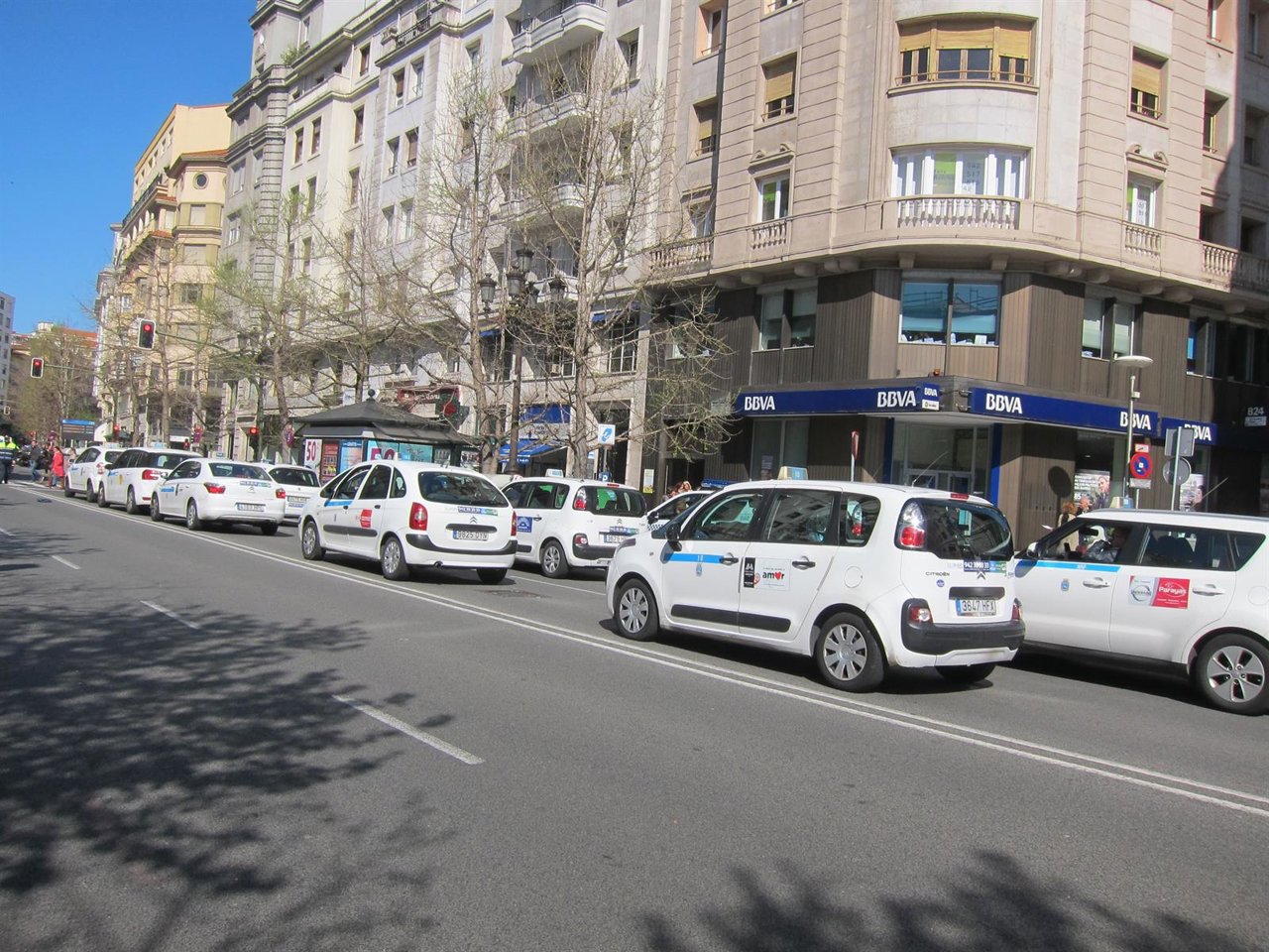 Taxistas en la manifestación