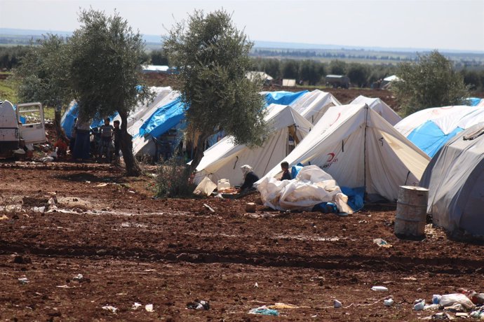 Desplazados en un campamento de Azaz, en la provincia de Alepo