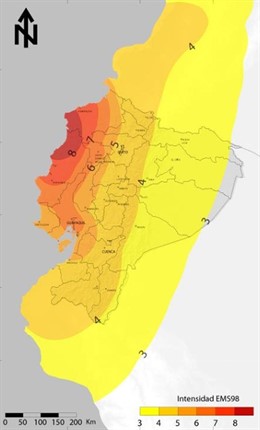 Intensidad del terremoto de Ecuador