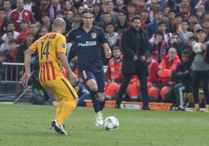 Filipe Luis y Mascherano, Champions League, Vicente Calderón,Atlético-Barcelona