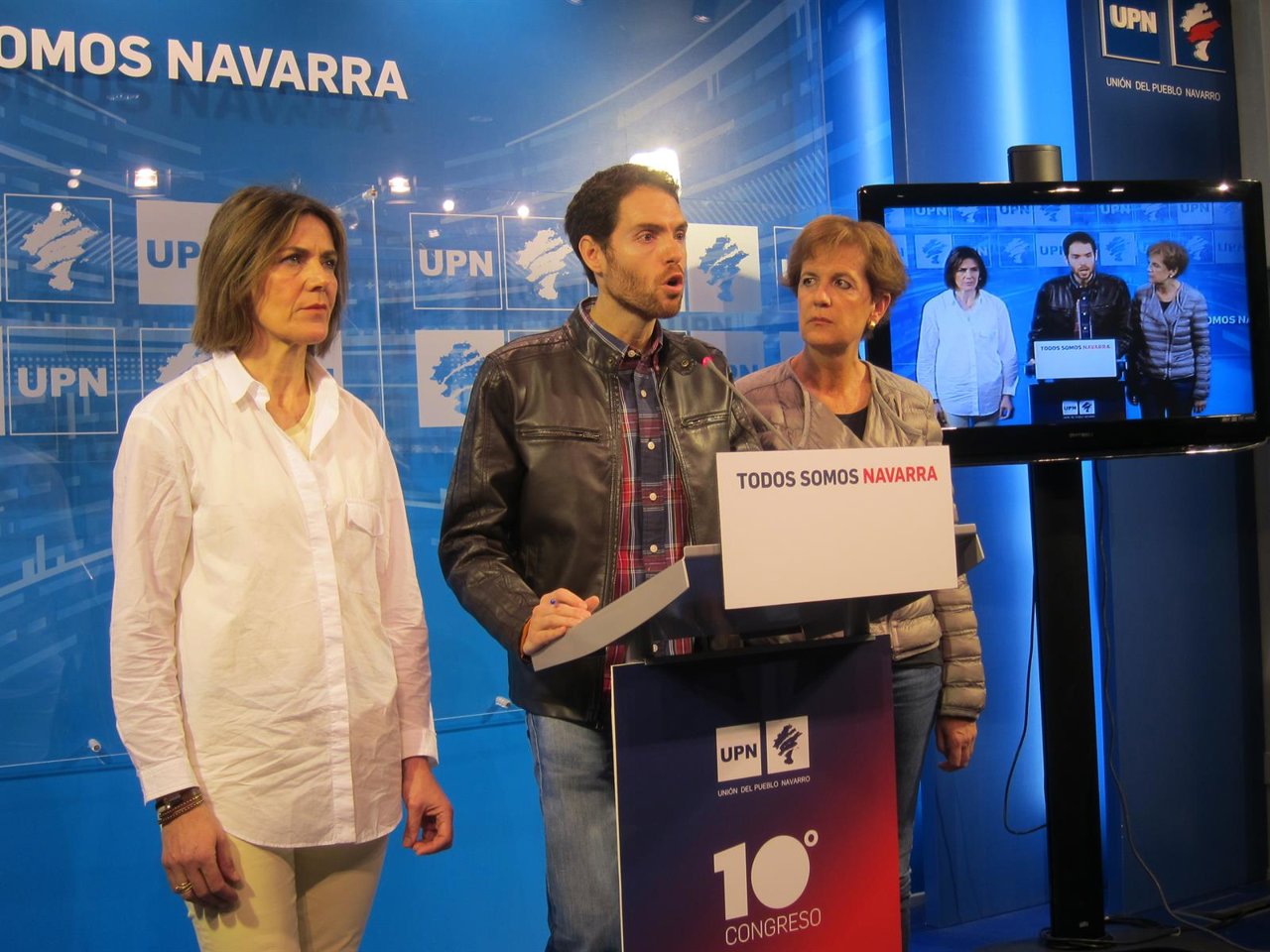 Domenech, Sayas y Ganuza, de UPN, en la rueda de prensa