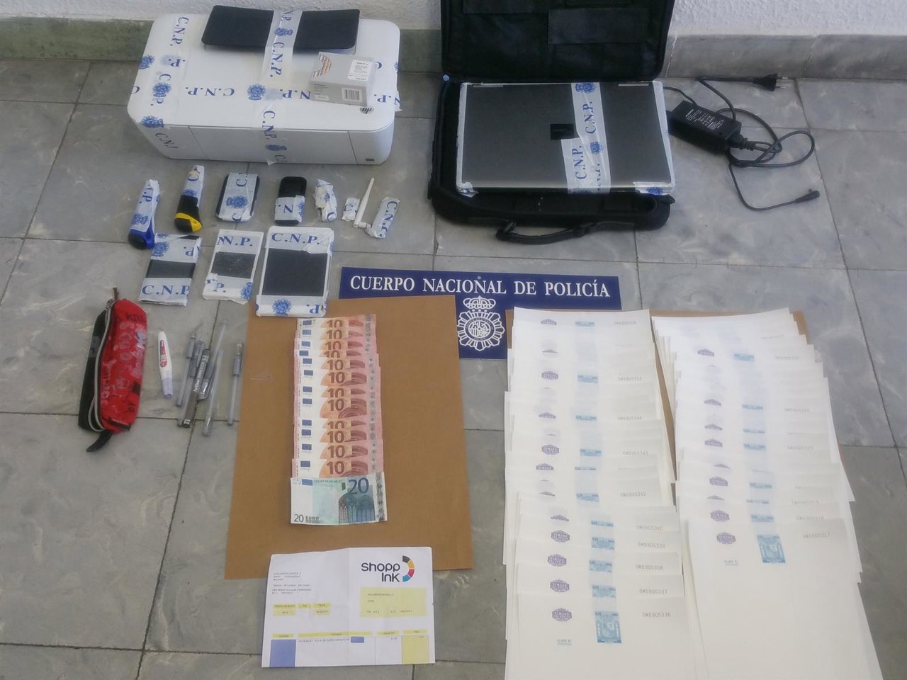 Objetos para falsificar billetes