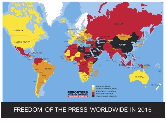 Clasificación Mundial de la Libertad de Prensa 2016 RSF