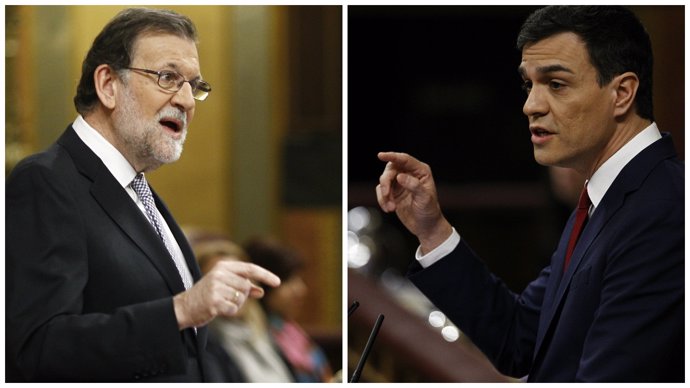 Mariano Rajoy y Pedro Sánchez en el debate de investidura en el Congreso
