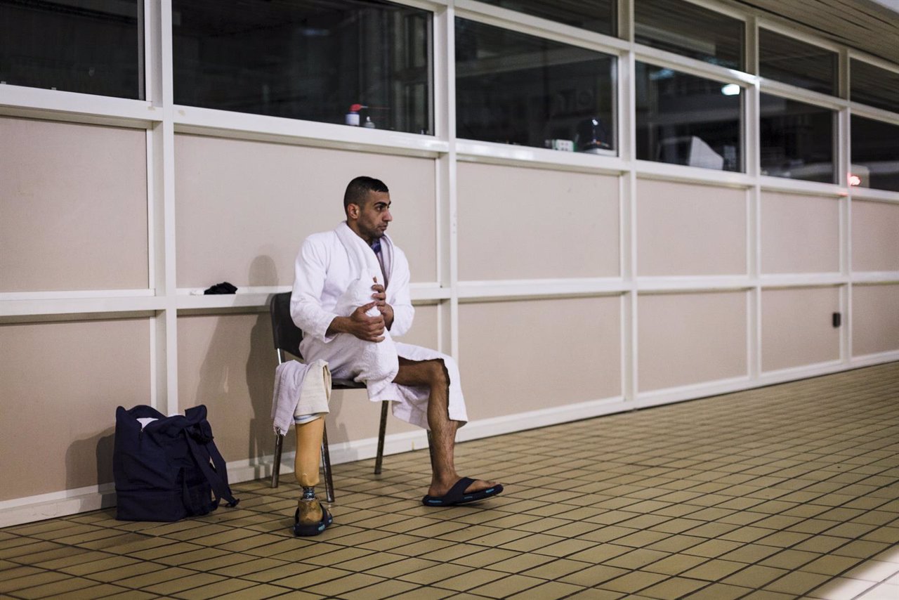 Ibrahim al-Hussein, nadador paralímpico sirio que portará la antorcha