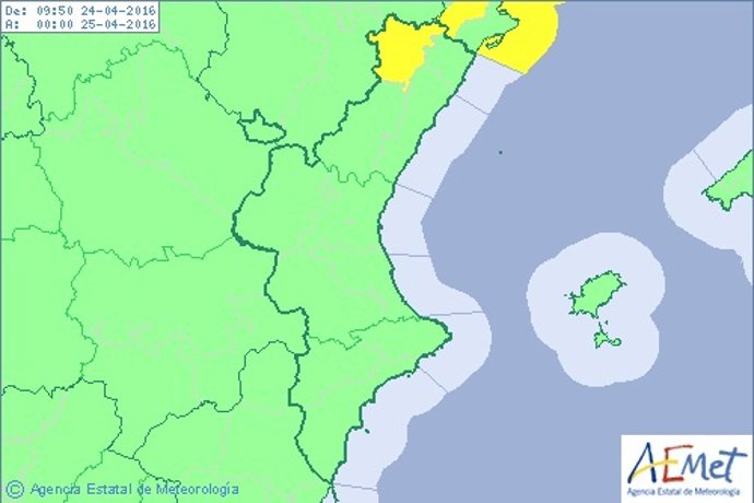 Alerta amarilla en el interior norte de Castellón por viento