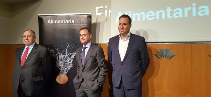 Josep Lluís Bonet, J.Antonio Valls y Màrius Robles. Presentación de Alimentaria