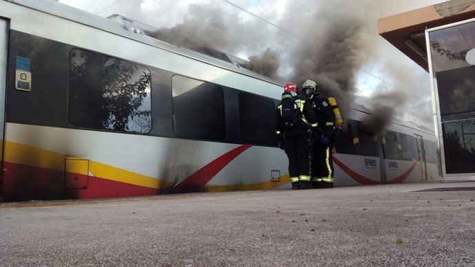 Incendio en un tren en Binissalem