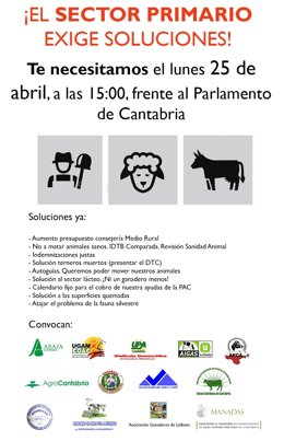 El Sector Primario De Cantabria Convoca Una Concentración Multitudinaria, El 25 