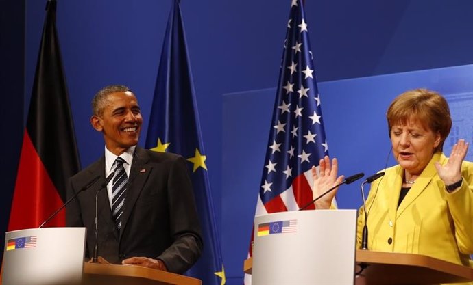 Obama y Merkel en Hanover