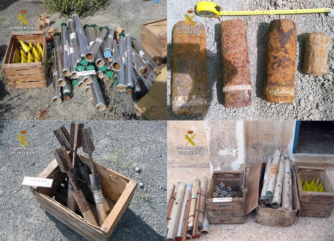 Imagen de los artefactos explosivos desactivados por la Guardia Civil