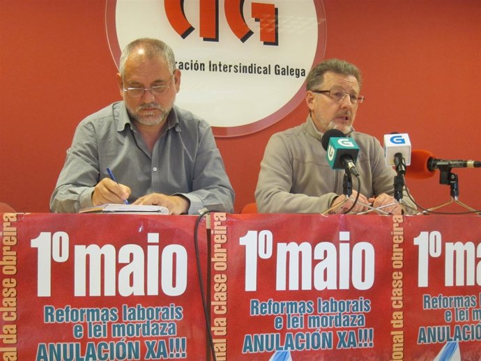 Rueda de prensa de la CIG sobre el 1 de mayo, con Francisco Miranda y Suso Seixo