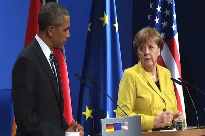 Barack Obama se reúne con Angela Merkel en Hannover