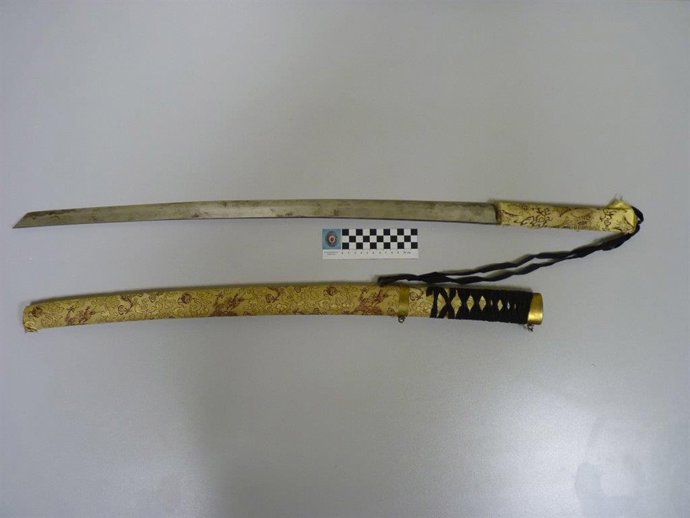 Katana intervenida por la Policía Municipal de Pamplona.