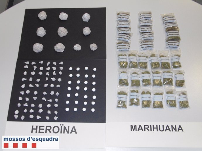 Droga intervenida: heroína y marihuana