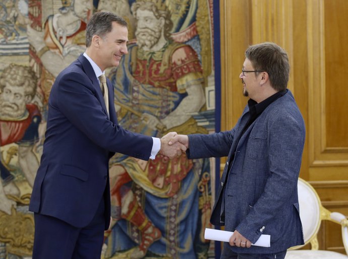 El rey Felipe VI ha recibido al portavoz de En Comú-Podemo, Xavier Domènech