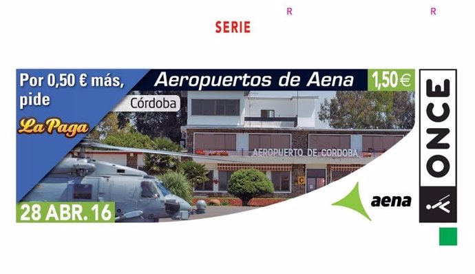 El aeropuerto de Córdoba, protagonista en el cupón de la ONCE