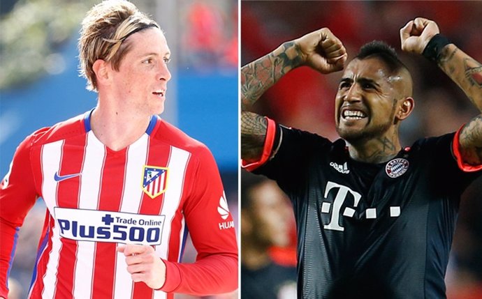 Fernando Torres (Atlético Madrid) y Arturo Vidal (Bayern Munich)