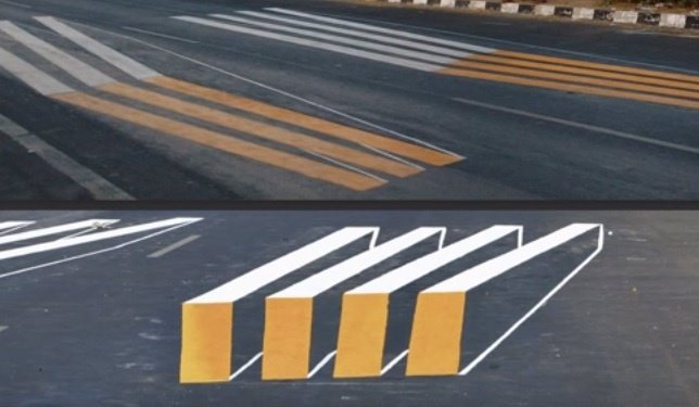 Esta ilusión óptica hace que los coches frenen en los pasos de cebra