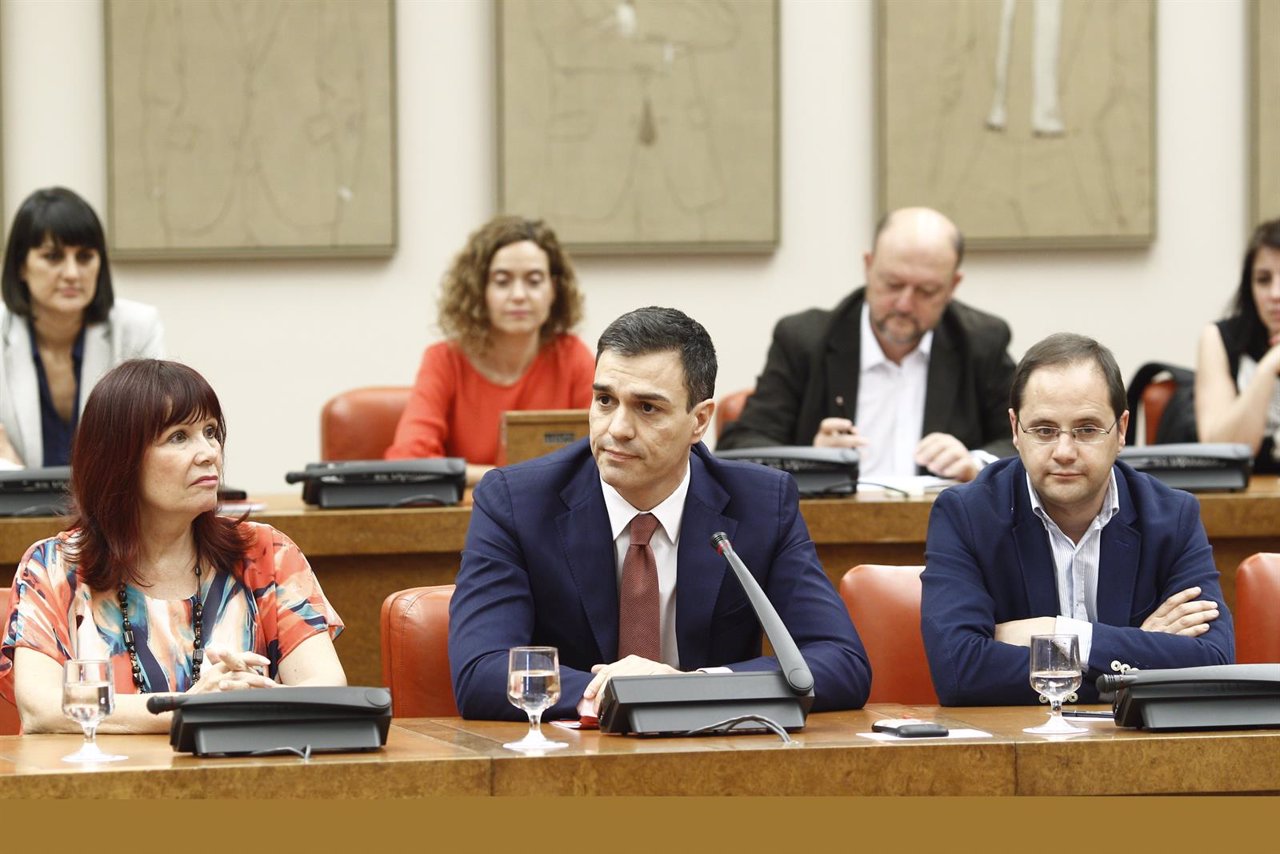 Pedro Sánchez preside la reunión del grupo socialista en el Congreso