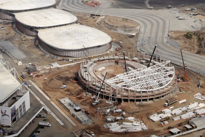 El velódromo olímpico de Río de Janeiro, en obras. Agosto de 2015