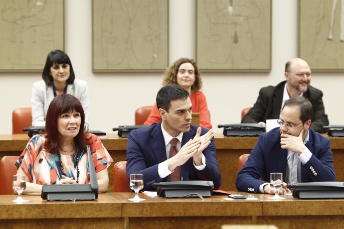 Pedro Sánchez preside la reunión del grupo socialista en el Congreso